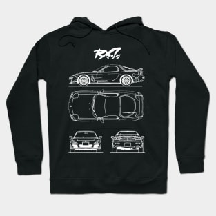 Mazda RX-7 Blueprint. Hoodie